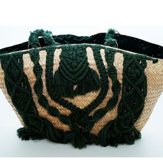 Couffin avec macramé vert 